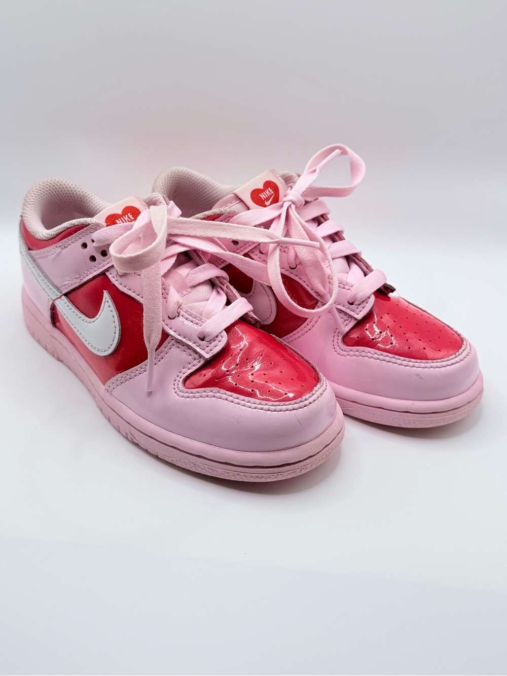 Nike Kids Dunk Low 'Valentine's Day' Red Pink Sneakers, Size 13C (IQ0220-663)